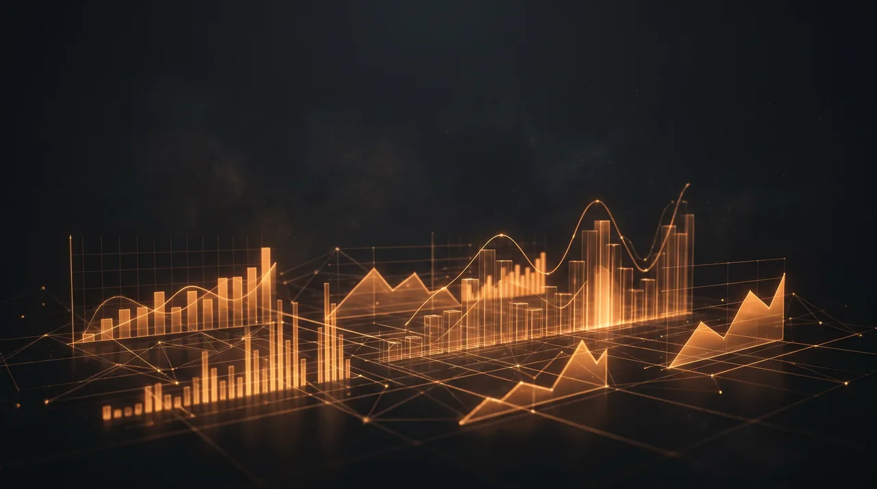 A glowing 3D bar-and-line chart of return-fraud statistics on a dark background